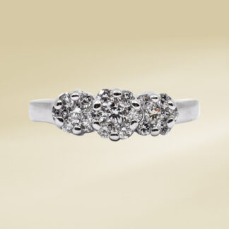 14K White Gold Ladies' Ring with Round Cut Diamonds