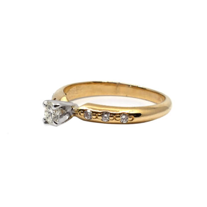 18K Two-Tone Ladies' Ring with Round Cut, Single Stone Diamonds - Image 4