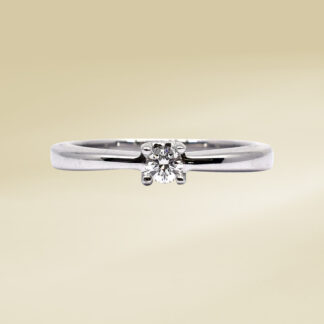 14K White Gold Ladies' Ring with Round Cut, Single Stone Diamonds