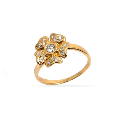 18K Yellow Gold Ladies' Ring with Round Cut Diamonds - Image 3