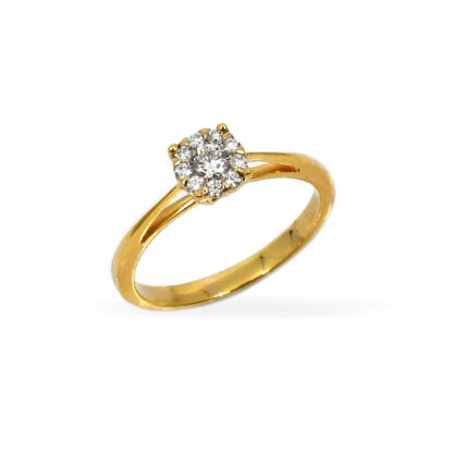 18K Yellow Gold Ladies' Ring with Round Cut, Illusion Diamonds - Image 3
