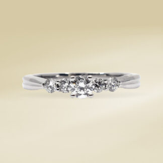 14K White Gold Ladies' Ring with Round Cut, Accented Diamonds