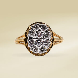 14K  Ladies' Ring with Round Cut, Cluster Diamonds