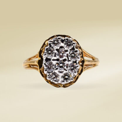 14K  Ladies' Ring with Round Cut, Cluster Diamonds