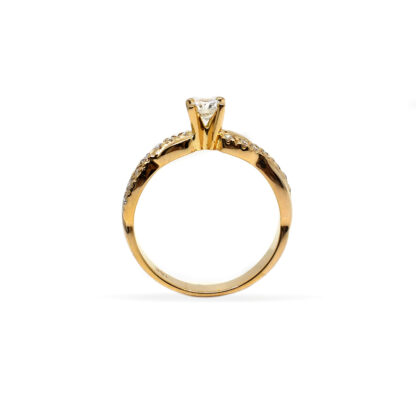 18K Yellow Gold Ladies' Ring with Round Cut, accented Diamonds - Image 3