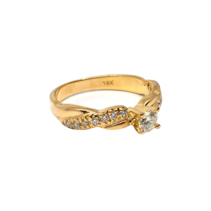 18K Yellow Gold Ladies' Ring with Round Cut, accented Diamonds - Image 4