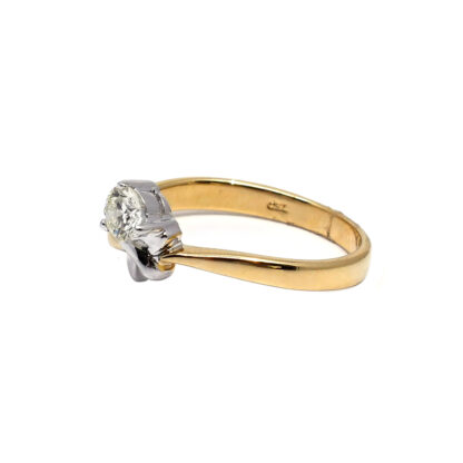18K Two-Tone Ladies' Ring with Round Cut Diamonds - Image 2