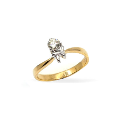 18K Two-Tone Ladies' Ring with Round Cut Diamonds - Image 4
