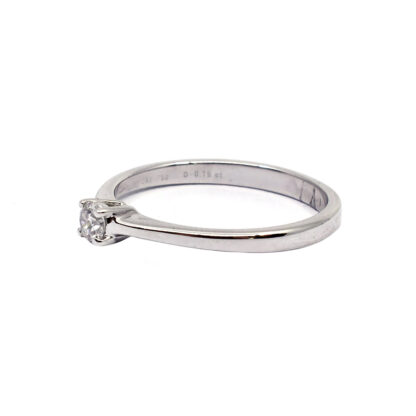 18K White Gold Ladies' Ring with Round Cut, Single Stone Diamonds - Image 2
