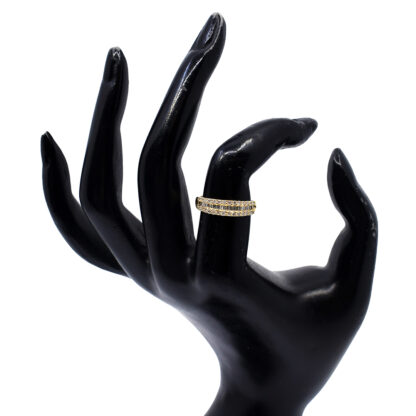 18K Yellow Gold Ladies' Ring with Baguette and Round Cut, Pave Setting Diamonds - Image 4