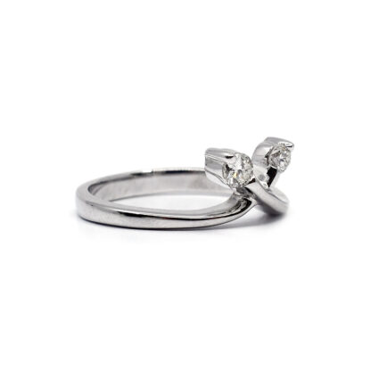 18K White Gold Ladies' Ring with Round Cut, Two Stone Diamonds - Image 2