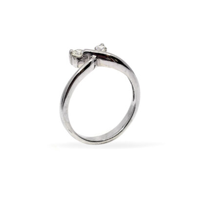 18K White Gold Ladies' Ring with Round Cut, Two Stone Diamonds - Image 3