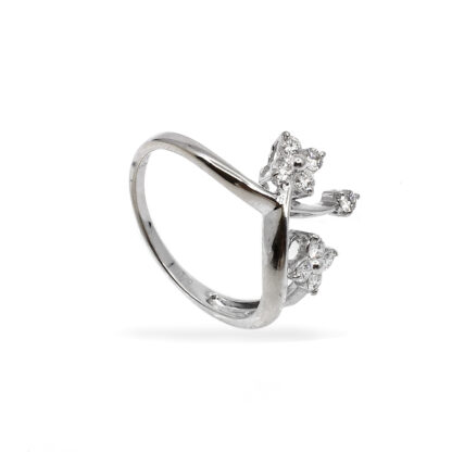 14K White Gold Ladies' Ring with Round Cut, Cluster Diamonds - Image 3