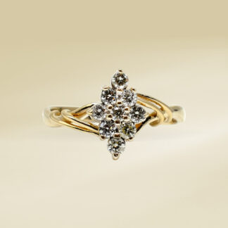 14K Yellow Gold Ladies' Ring with Round Cut Diamonds