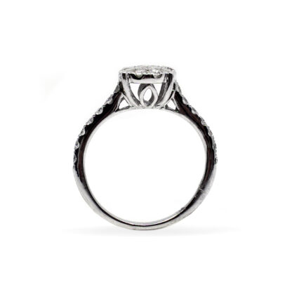 18K White Gold Ladies' Ring with Round Cut, Illusion Accented Diamonds - Image 2