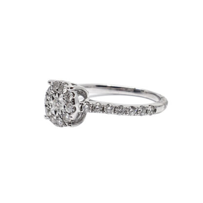 18K White Gold Ladies' Ring with Round Cut, Illusion Accented Diamonds - Image 3