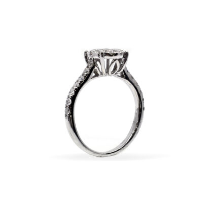 18K White Gold Ladies' Ring with Round Cut, Illusion Accented Diamonds - Image 4