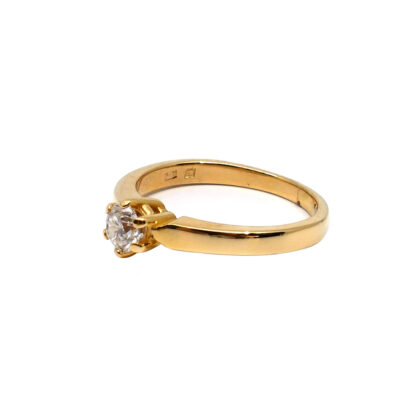 18K Yellow Gold Ladies' Ring with Round Cut, Single Stone Diamonds - Image 3