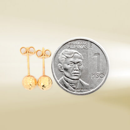 18K Yellow Gold Mini Ball Earrings - Image 2