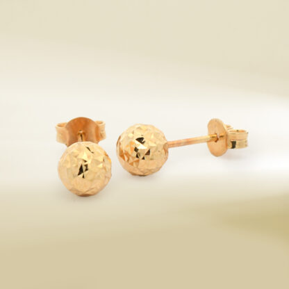 18K Yellow Gold Mini Ball Earrings - Image 3