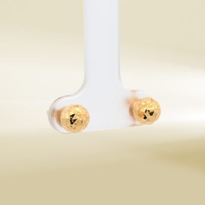 18K Yellow Gold Mini Ball Earrings - Image 4