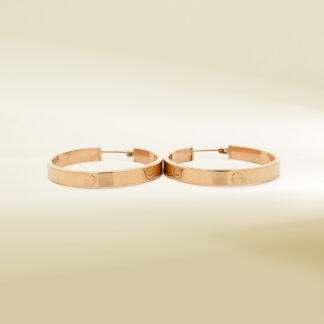 18K Yellow Gold Brand-Inspired Big Hoop Design Earrings