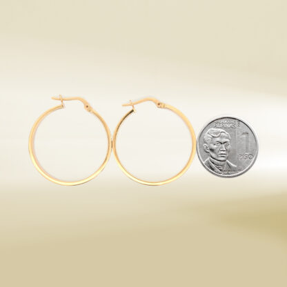18K Yellow Gold Brand-Inspired Big Hoop Design Earrings - Image 2
