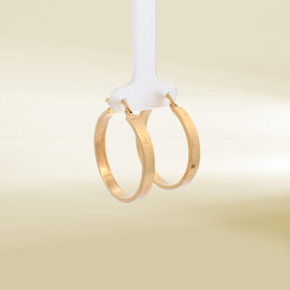 18K Yellow Gold Brand-Inspired Big Hoop Design Earrings - Image 4