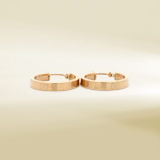 18K Yellow Gold Brand-Inspired Hoop Design Earrings