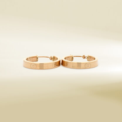 18K Yellow Gold Brand-Inspired Hoop Design Earrings
