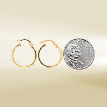 18K Yellow Gold Brand-Inspired Hoop Design Earrings - Image 2