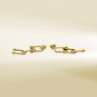 18K Yellow Gold Brand-Inspired Dangle Earrings