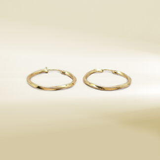 18K Yellow Gold Twisted Hoop Earrings