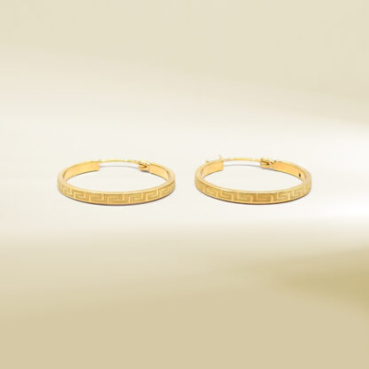 18K Yellow Gold Brand Inspired Hoop Earrings
