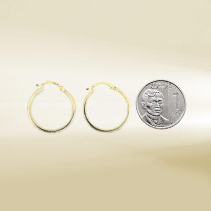 18K Yellow Gold Brand Inspired Hoop Earrings - Image 2