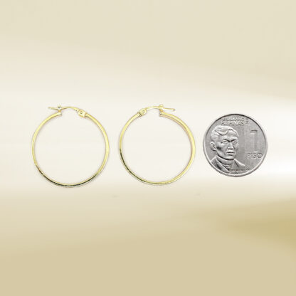18K Yellow Gold Brand-Inspired Hoop Design Earrings - Image 2