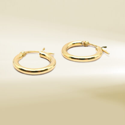18K Yellow Gold Mini Hoop Earrings - Image 3