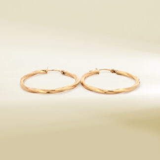 18K Yellow Gold Twisted Hoop Earrings