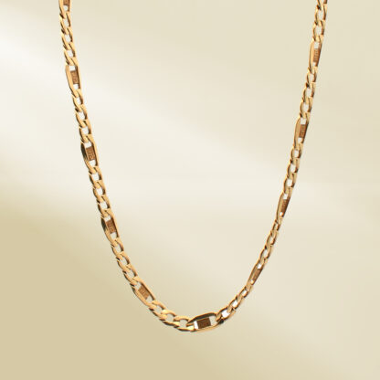 18K Yellow Gold Figaro Chain Brand-Inspired Necklace - Image 4