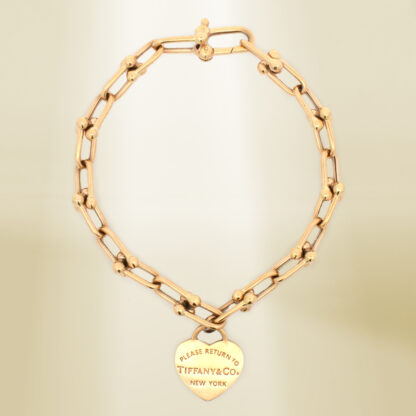 18K Yellow Gold Brand-Inspired with Heart Charm Bracelet - Image 2