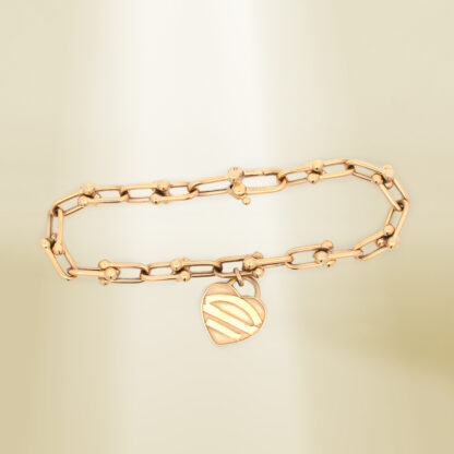 18K Yellow Gold Brand-Inspired with Heart Charm Bracelet - Image 3