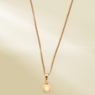 18K Yellow Gold Curb Chain Necklace with Ball Pendant