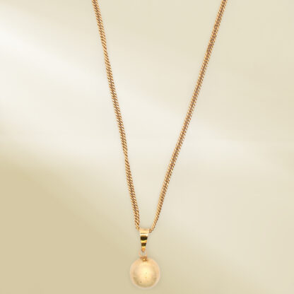 18K Yellow Gold Curb Chain Necklace with Ball Pendant