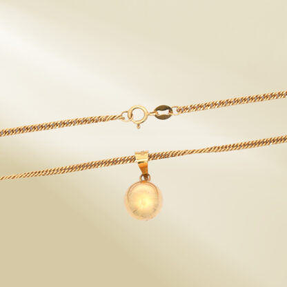 18K Yellow Gold Curb Chain Necklace with Ball Pendant - Image 3