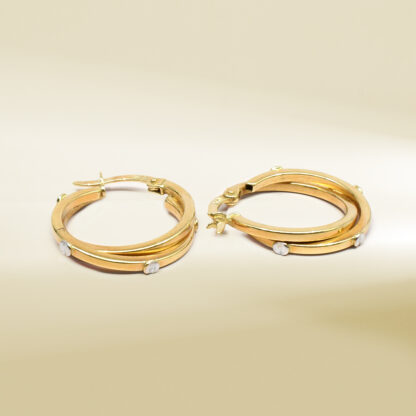 18K Two-Tone Brand Inspired Layered Hoop Earrings - Image 3