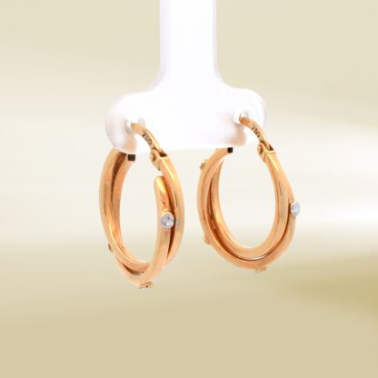 18K Two-Tone Brand Inspired Layered Hoop Earrings - Image 4