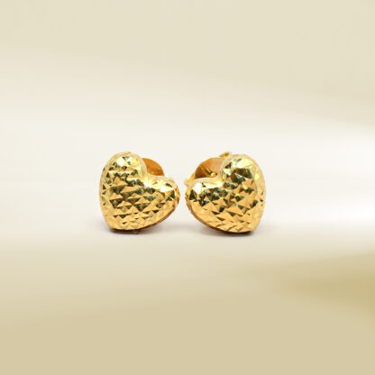 18K Yellow Gold Puffy Heart Earrings