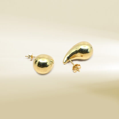 18K Yellow Gold Teardrop Earrings - Image 3