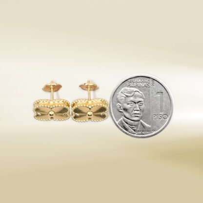 18K Yellow Gold Four-Leaf Clover Earrings - Image 2