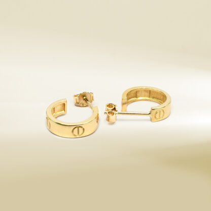 18K Yellow Gold Open Hoop Earrings - Image 3